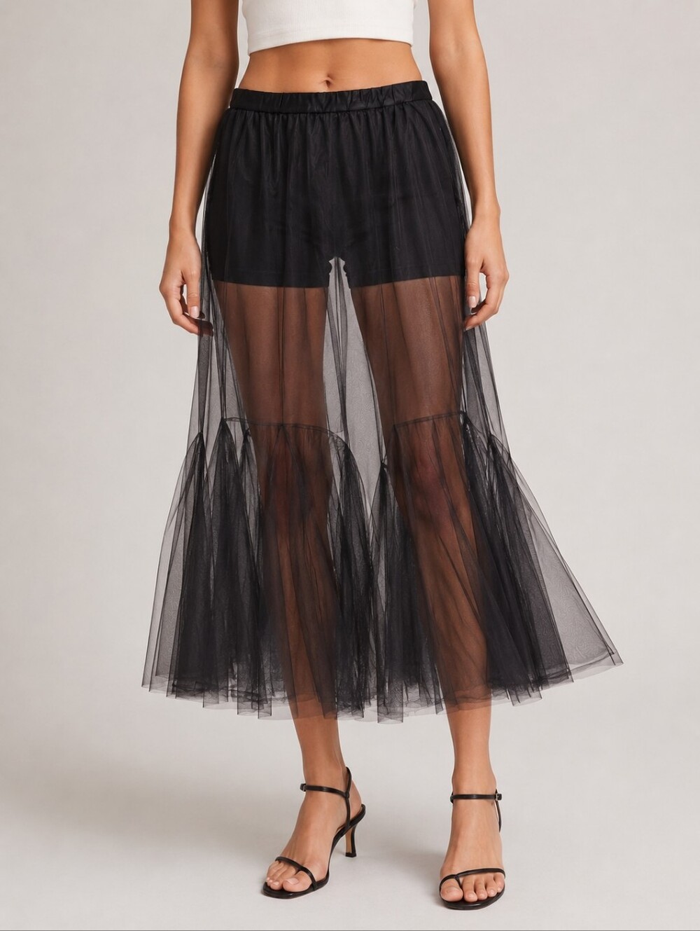 Black Sheer Tulle Mermaid Skirt